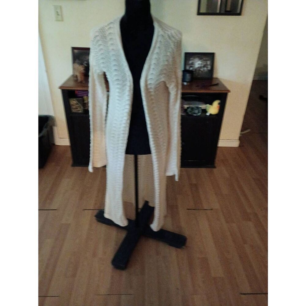 New Jessica Simpson NWT Cream Knit Longline Duster Cardigan Sweater Size Large